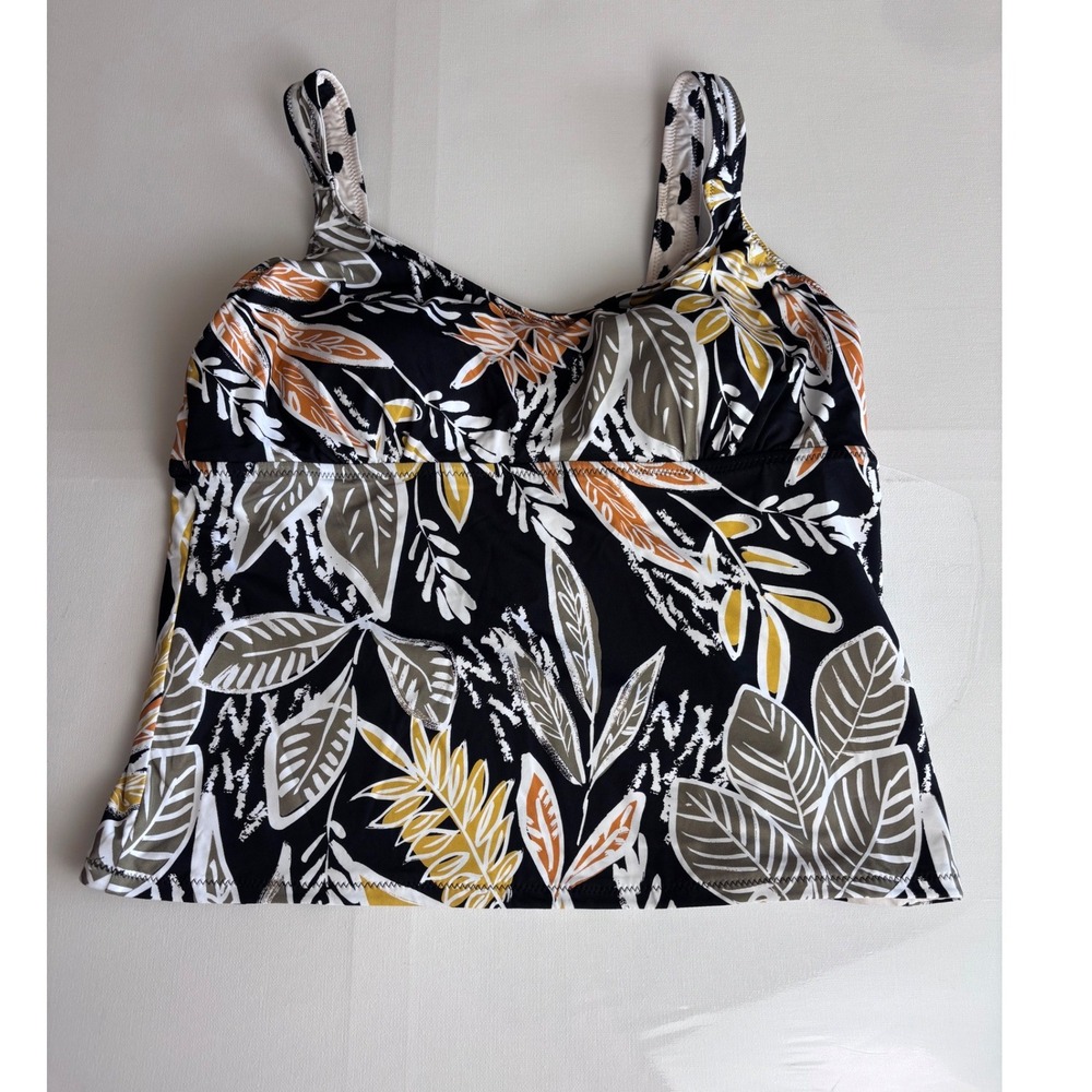 Tribal Sport Reversible Tankini Top Moss Grey Floral Abstract UPF 50 M